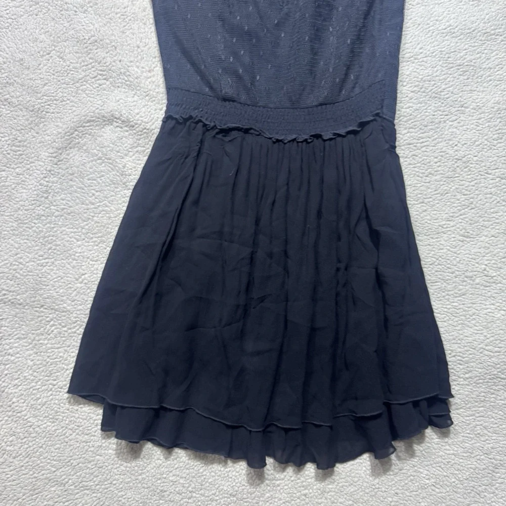 Maje Dress Womens 1 Elphage Mesh Silk Crepe Lace Tulle Dot Black Sleeveless Mini